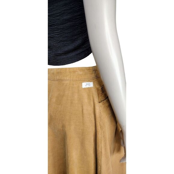 Vintage 70s Corduroy High-Waist Boho Western Equestrian Full Tiered Midi Skirt - Picture 6 of 11